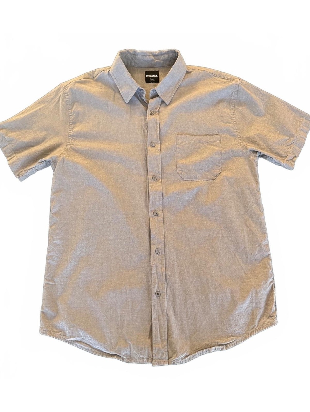 RSQ Men's Large Short Sleeve Button-Up Shirt in Light Gray